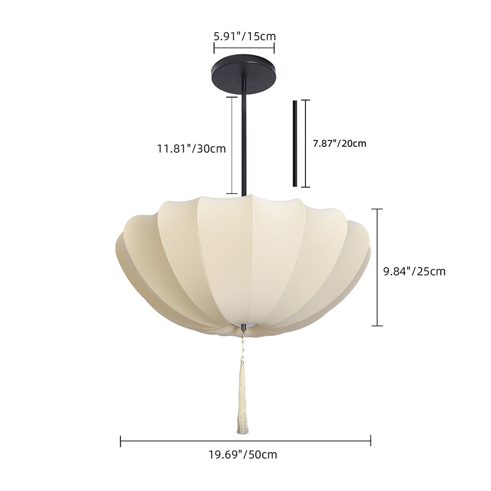 Medieval Fabric Pendant Lamp French Vintage Living Room Chandelier
