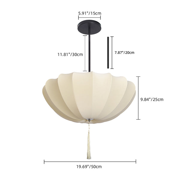 Medieval Fabric Pendant Lamp French Vintage Living Room Chandelier