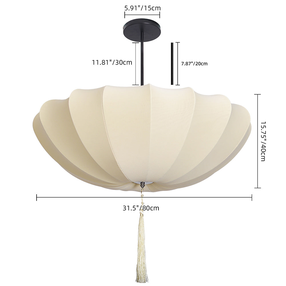 Medieval Fabric Pendant Lamp French Vintage Living Room Chandelier