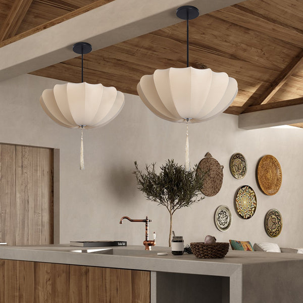 Medieval Fabric Pendant Lamp French Vintage Living Room Chandelier