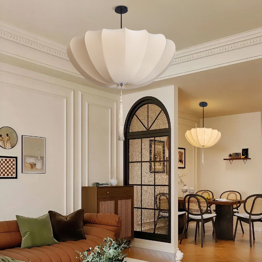 Medieval Fabric Pendant Lamp French Vintage Living Room Chandelier
