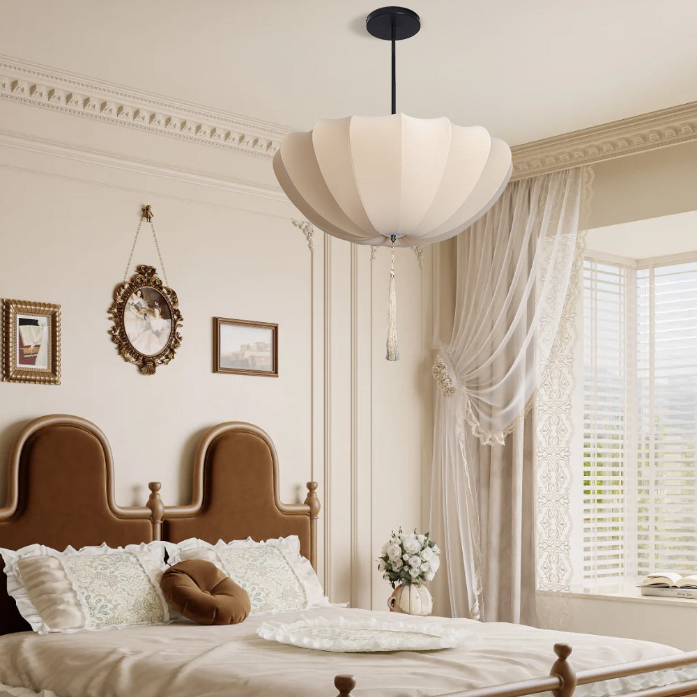Medieval Fabric Pendant Lamp French Vintage Living Room Chandelier