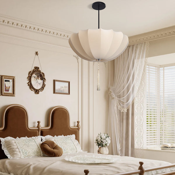Medieval Fabric Pendant Lamp French Vintage Living Room Chandelier