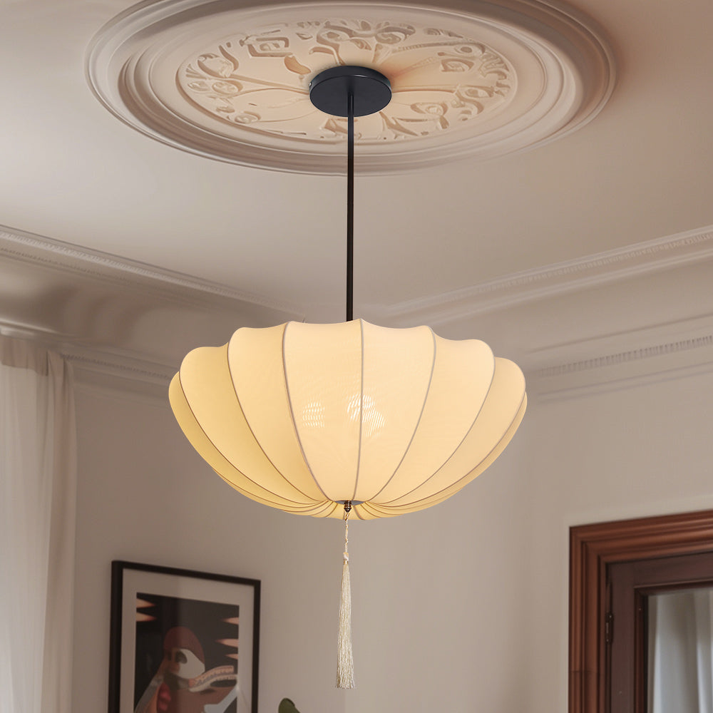 Medieval Fabric Pendant Lamp French Vintage Living Room Chandelier