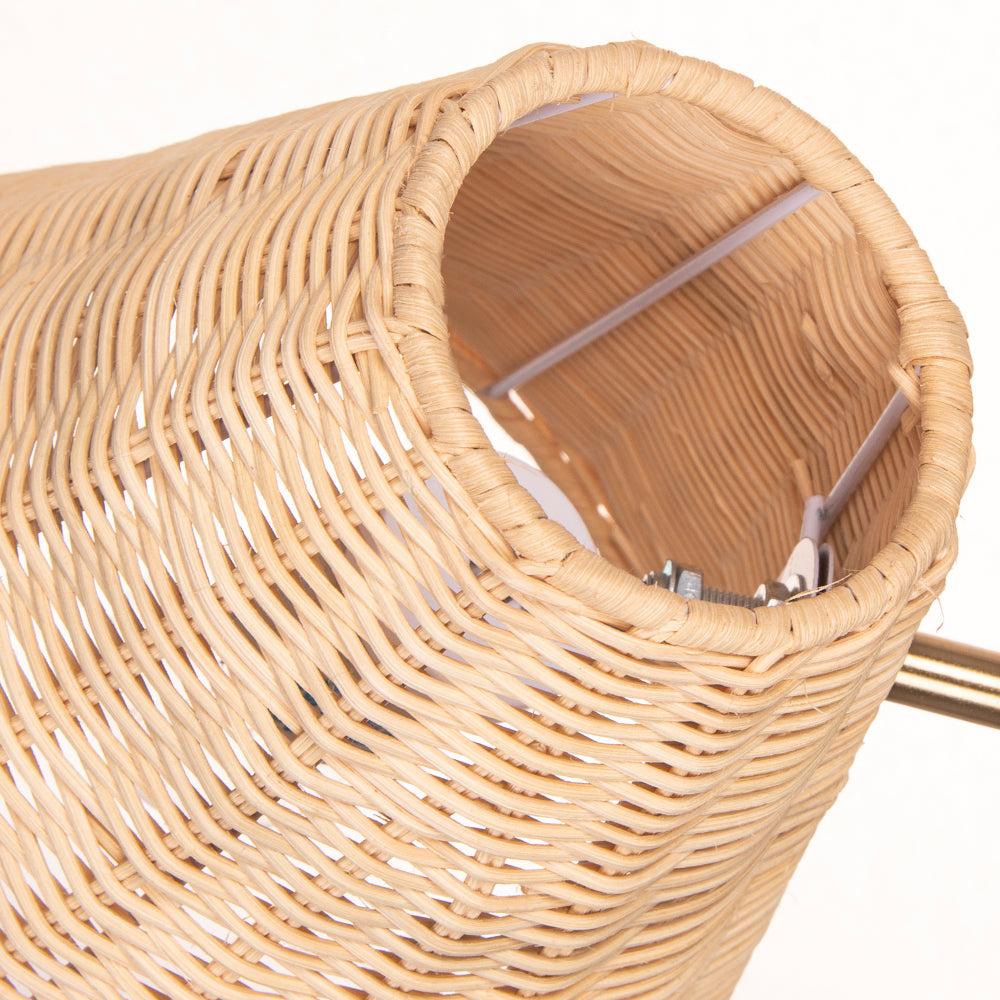 Handwoven Rattan Wall Sconce Boho Wicker Lantern Wall Light