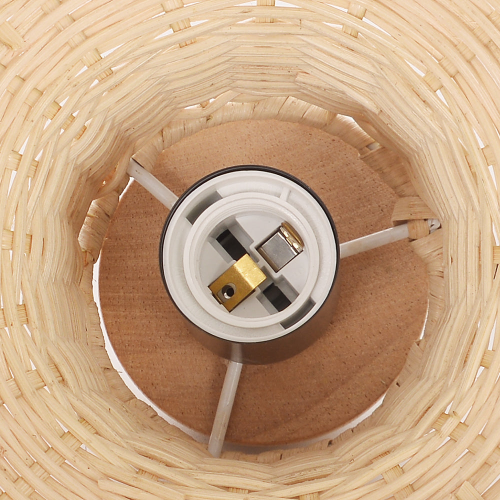 Japanese Grid Rattan Pendant Light Handwoven Dining Chandelier