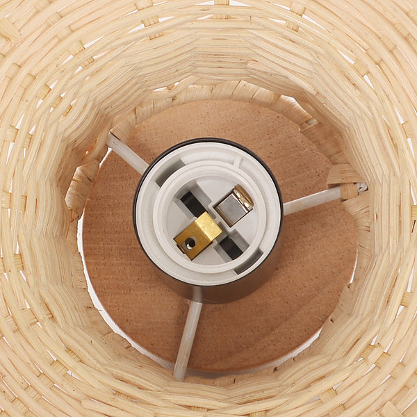 Japanese Grid Rattan Pendant Light Handwoven Dining Chandelier