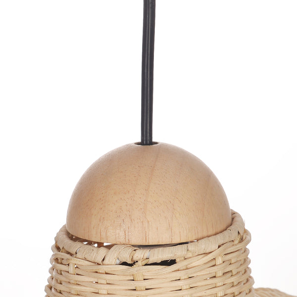 Japanese Grid Rattan Pendant Light Handwoven Dining Chandelier