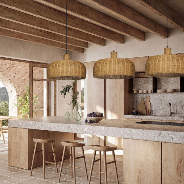 Retro Japanese Rattan Pendant Light Handwoven Restaurant Chandelier
