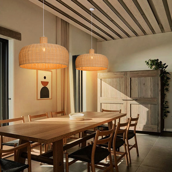 Retro Japanese Rattan Pendant Light Handwoven Restaurant Chandelier