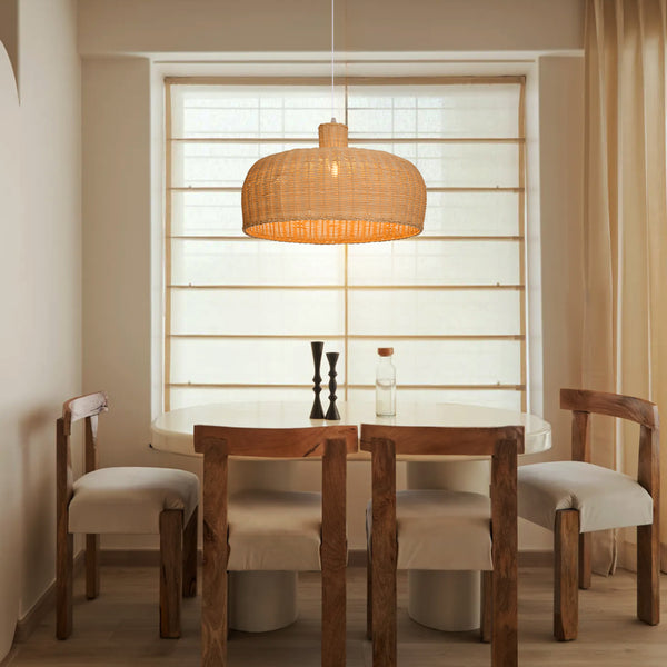 Retro Japanese Rattan Pendant Light Handwoven Restaurant Chandelier