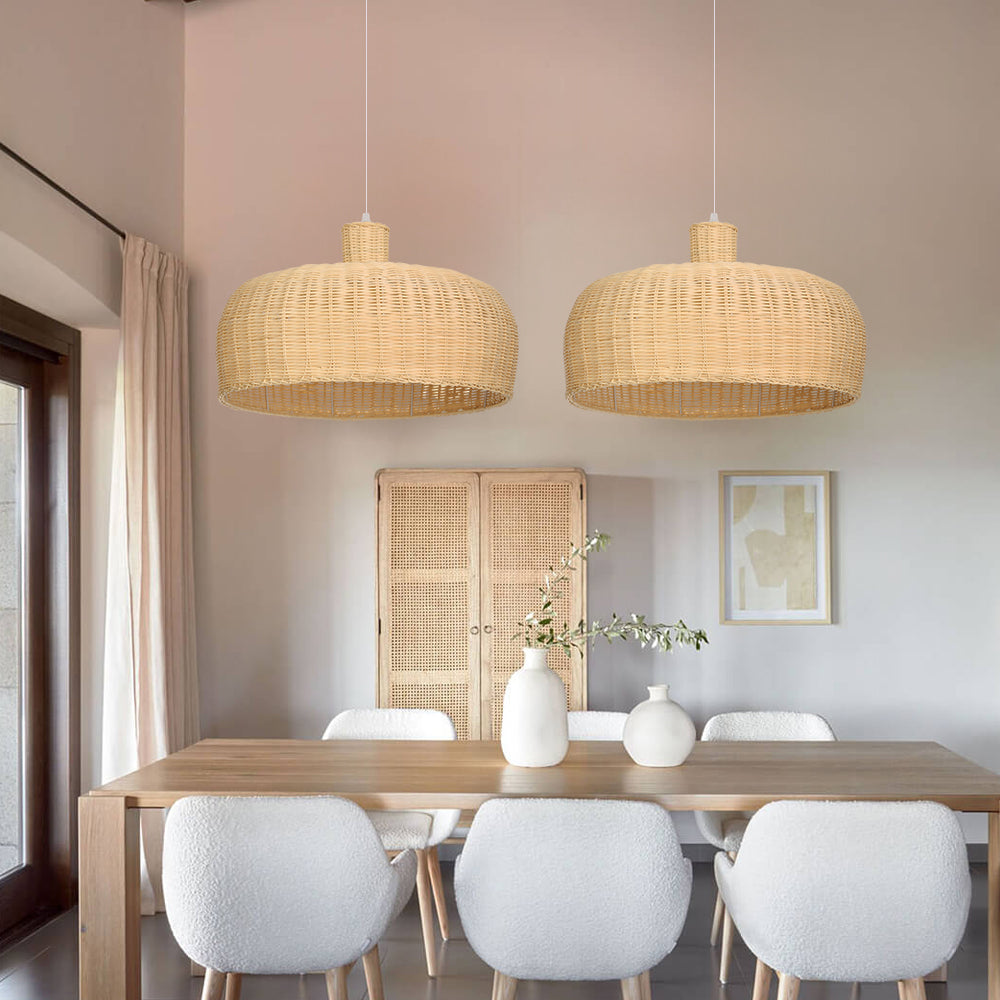 Retro Japanese Rattan Pendant Light Handwoven Restaurant Chandelier