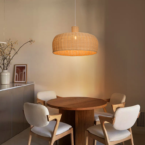 Retro Japanese Rattan Pendant Light Handwoven Restaurant Chandelier