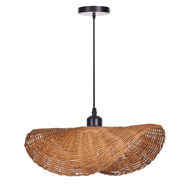 Japanese Wabi-Sabi Rattan Pendant Light Straw Hat Dining Chandelier