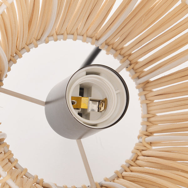 White Woven Rattan Pendant Light Minimalist Coastal Ceiling Lamp