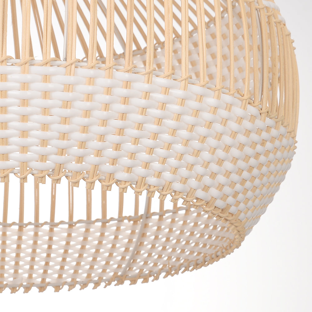 White Woven Rattan Pendant Light Minimalist Coastal Ceiling Lamp