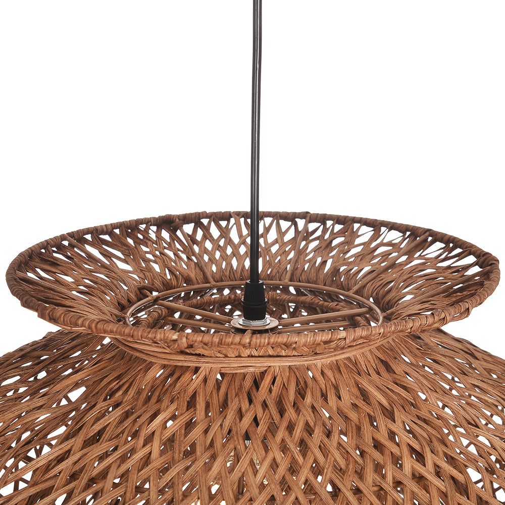 6-Light Rattan Pendant Chandelier Large Basket Dining Room Fixture