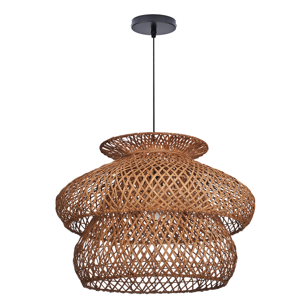6-Light Rattan Pendant Chandelier Large Basket Dining Room Fixture