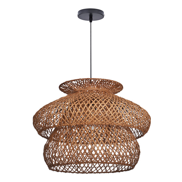 6-Light Rattan Pendant Chandelier Large Basket Dining Room Fixture