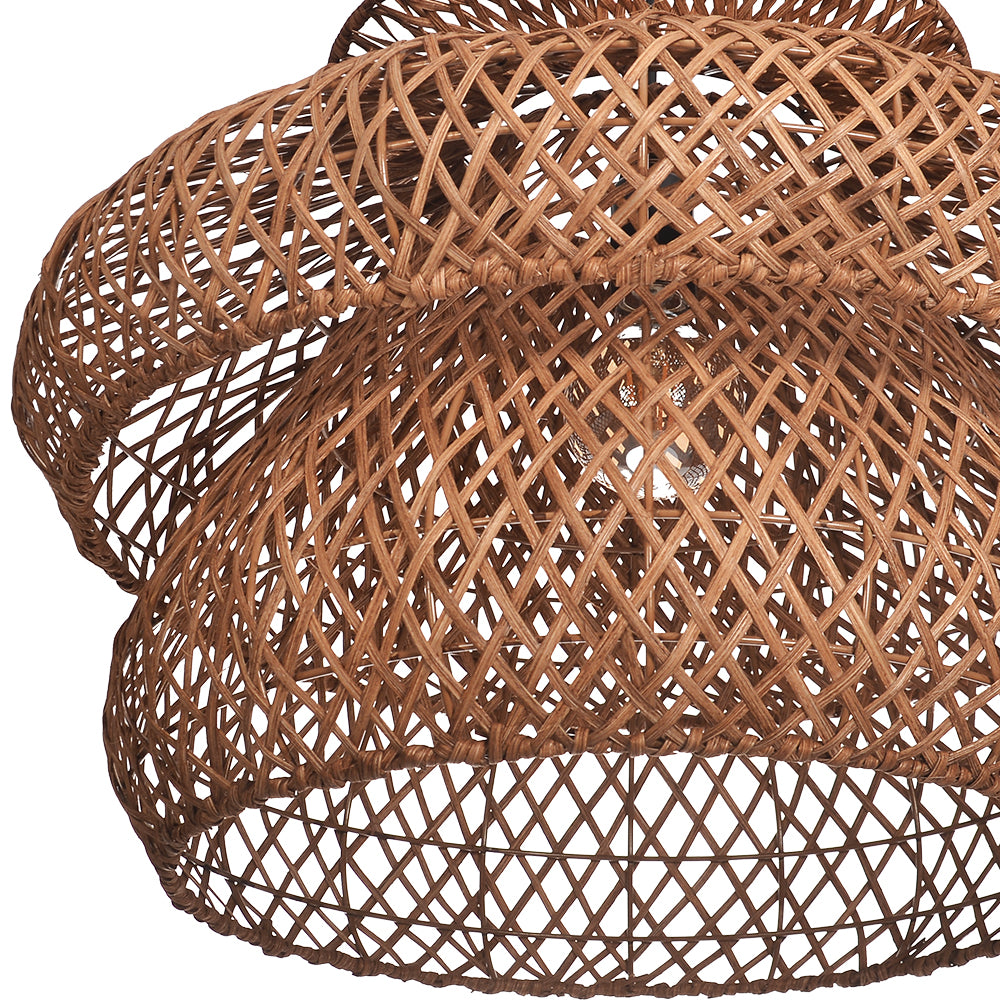 6-Light Rattan Pendant Chandelier Large Basket Dining Room Fixture