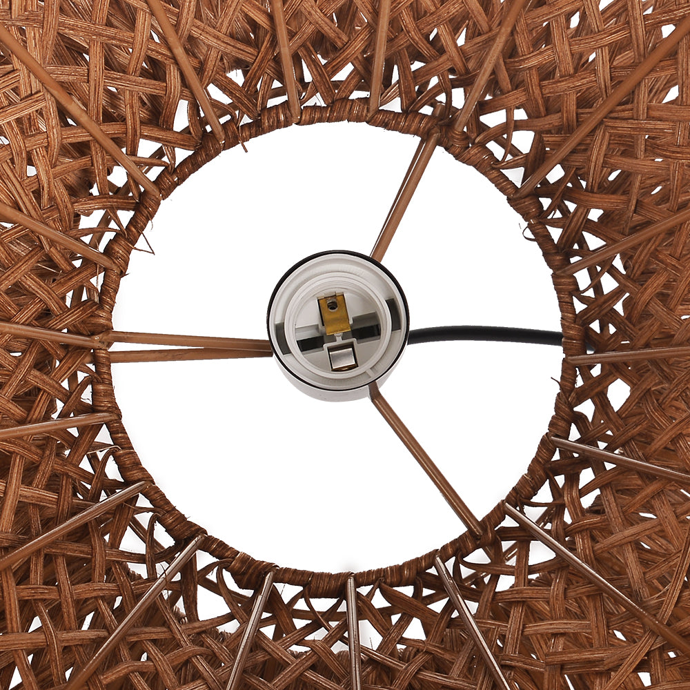 6-Light Rattan Pendant Chandelier Large Basket Dining Room Fixture