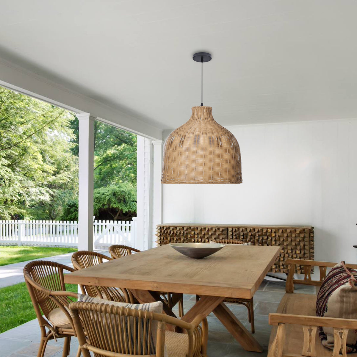 Weatherproof Woven Pendant Lamp Outdoor Courtyard & Garden Lighting Main image