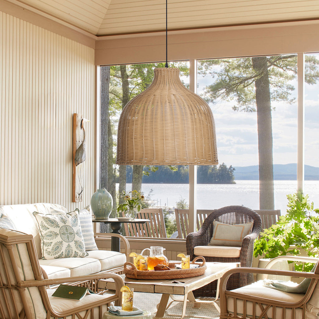 Weatherproof Woven Pendant Lamp Outdoor Courtyard & Garden Lighting