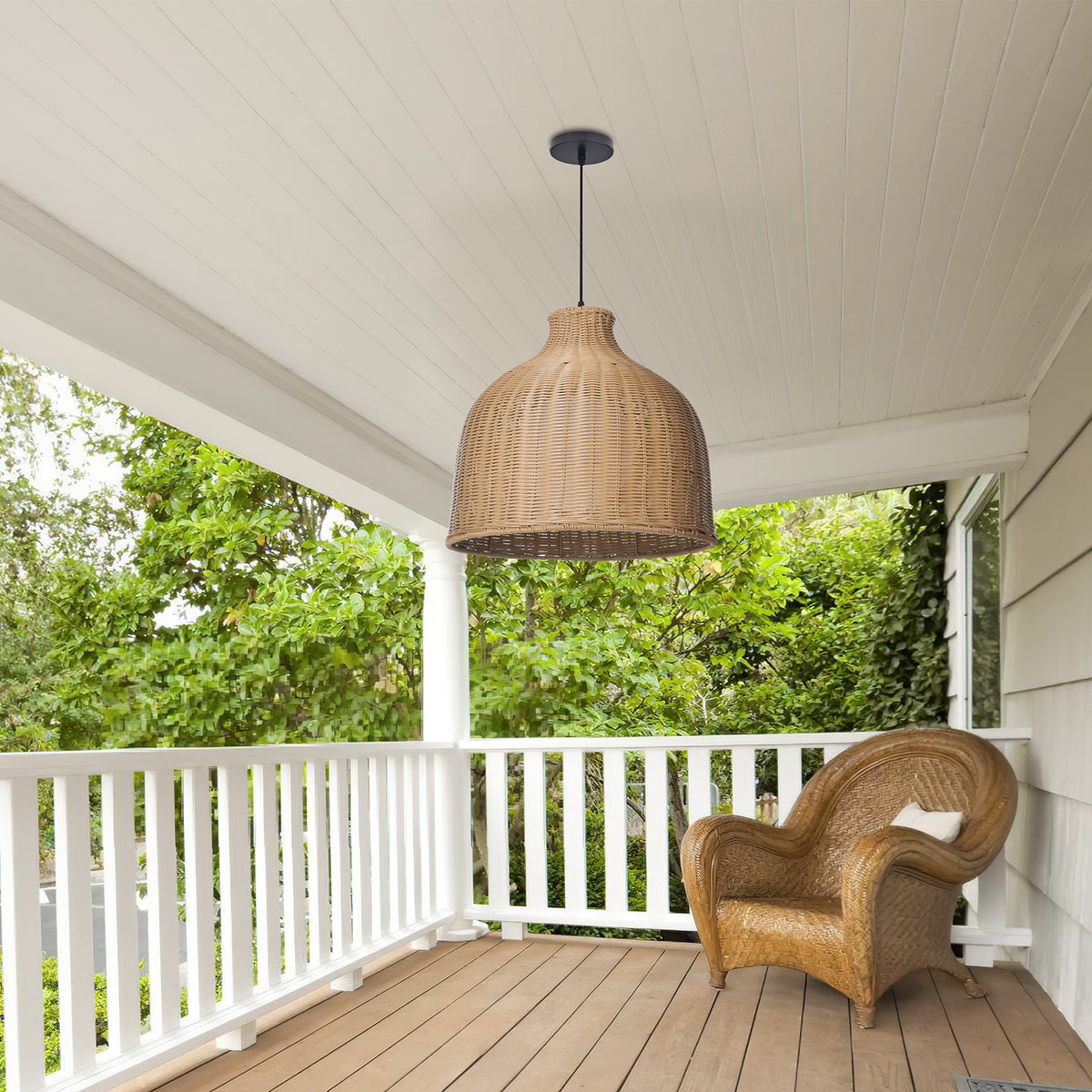 Weatherproof Woven Pendant Lamp Outdoor Courtyard & Garden Lighting