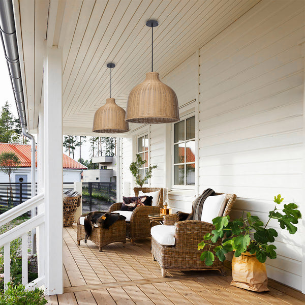 Weatherproof Woven Pendant Lamp Outdoor Courtyard & Garden Lighting