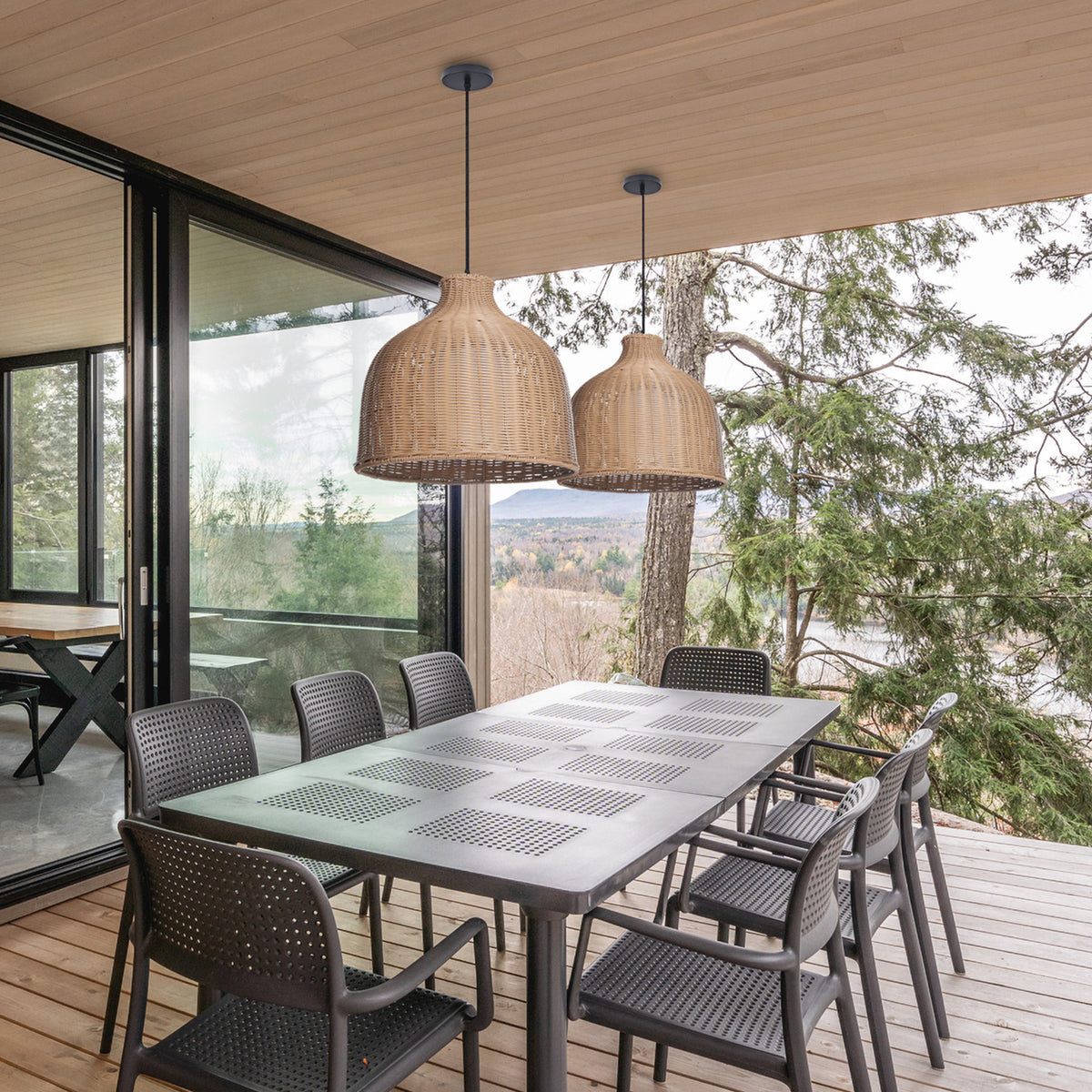 Weatherproof Woven Pendant Lamp Outdoor Courtyard & Garden Lighting