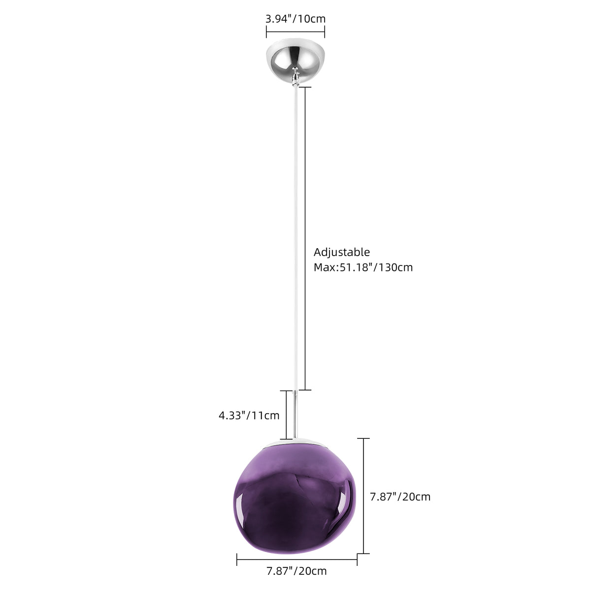 Purple Lava Glass Statement Chandelier Designer Lighting