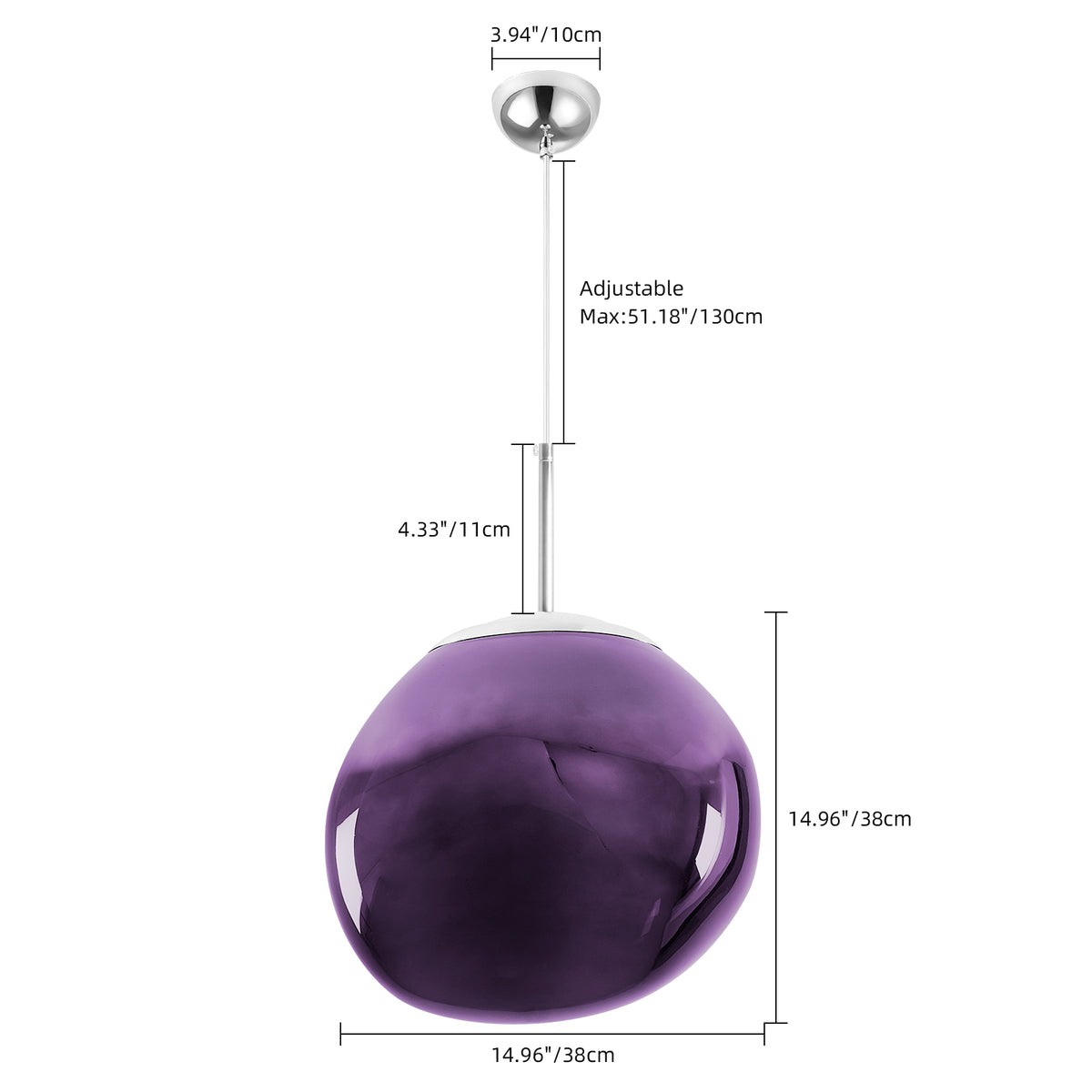 Purple Lava Glass Statement Chandelier Designer Lighting
