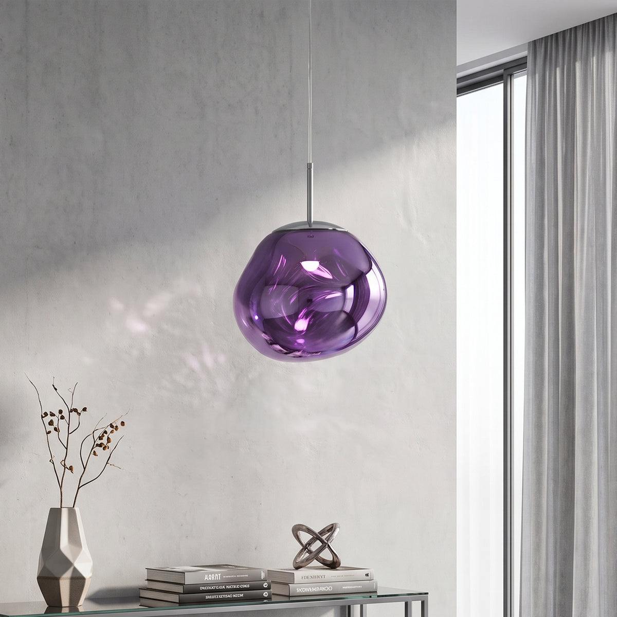 Purple Lava Glass Statement Chandelier Designer Lighting