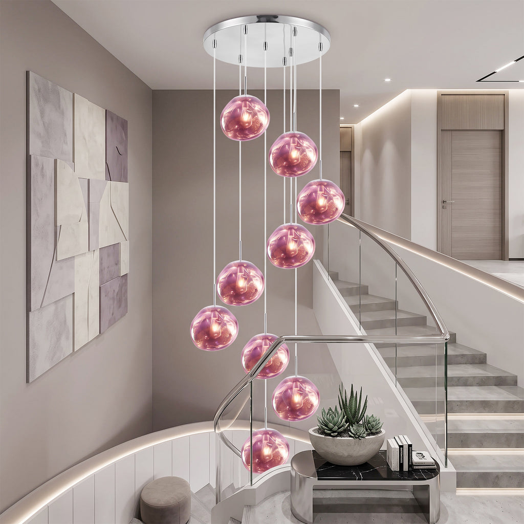 Purple Lava Glass Statement Chandelier Designer Lighting