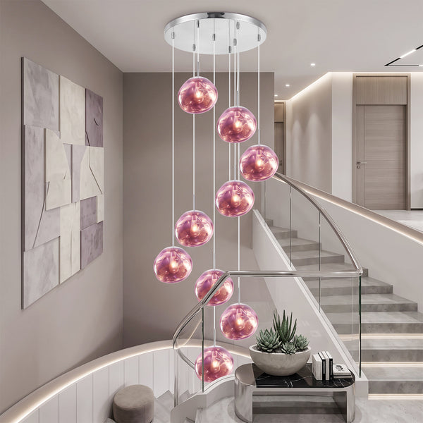 Purple Lava Glass Statement Chandelier Designer Lighting
