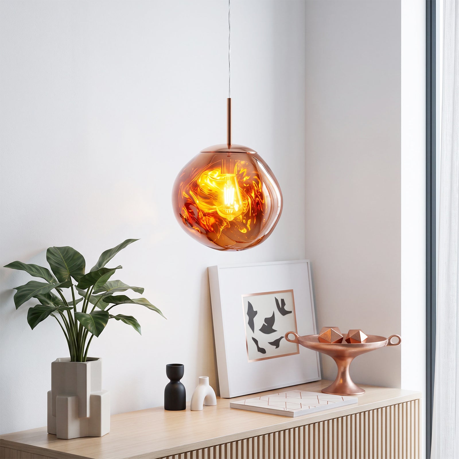 Rose Gold Lava Glass Statement Chandelier Designer Lighting Secondary image