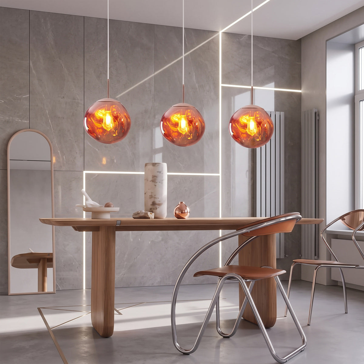 Rose Gold Lava Glass Statement Chandelier Designer Lighting Main image