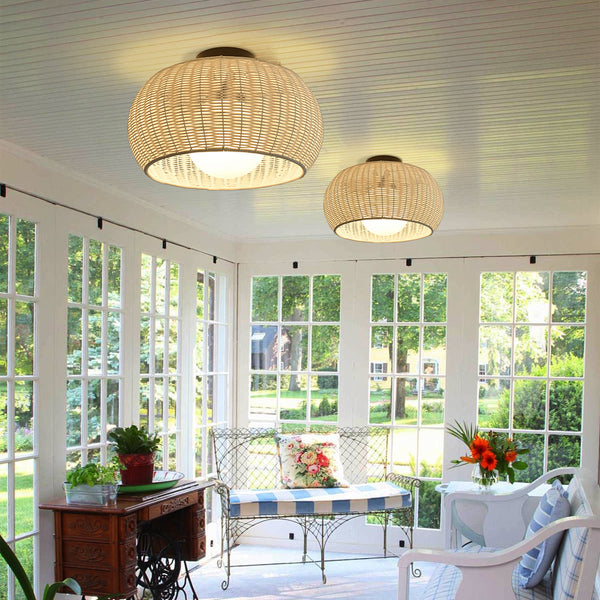 Weatherproof Woven Outdoor Pendant Patio & Porch Rattan Lighting