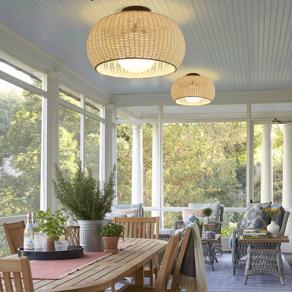 Weatherproof Woven Outdoor Pendant Patio & Porch Rattan Lighting