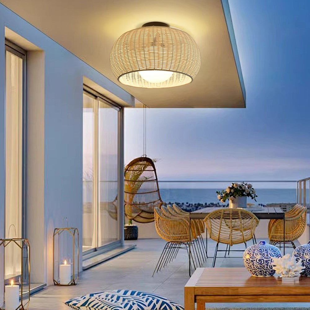 Weatherproof Woven Outdoor Pendant Patio & Porch Rattan Lighting