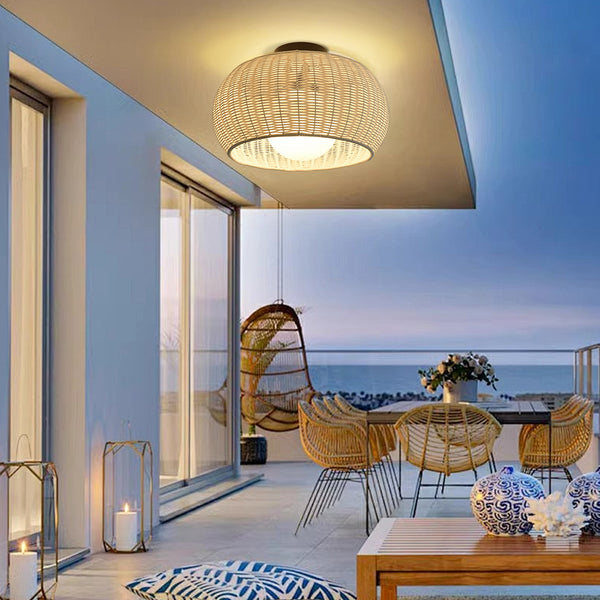 Weatherproof Woven Outdoor Pendant Patio & Porch Rattan Lighting