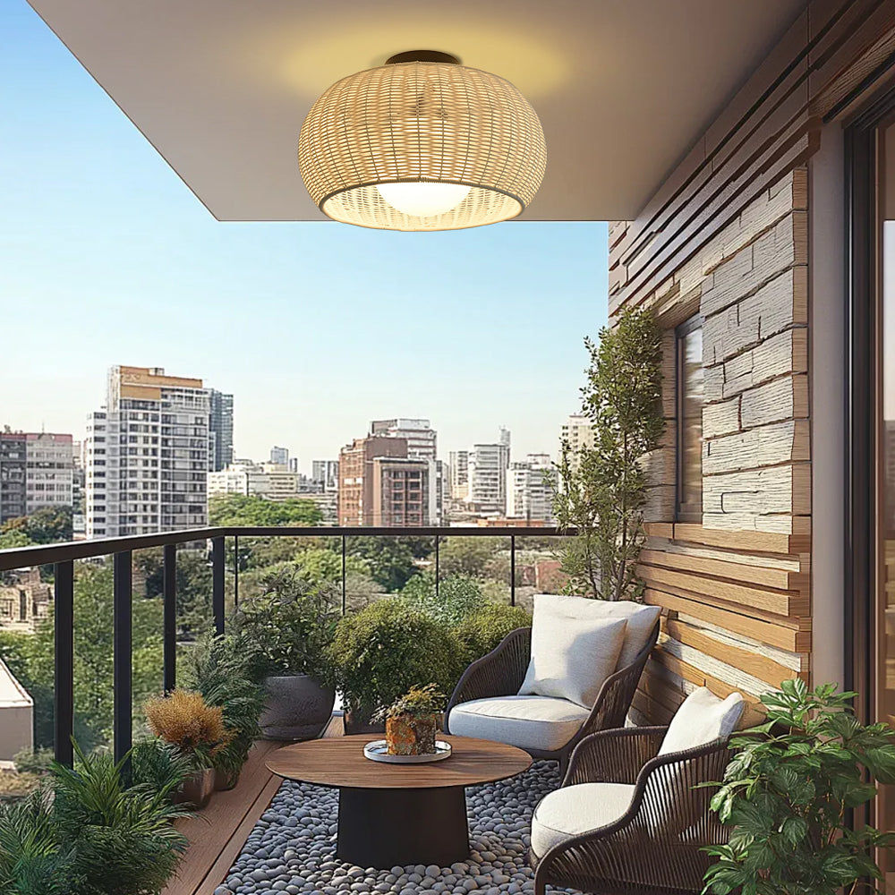 Weatherproof Woven Outdoor Pendant Patio & Porch Rattan Lighting