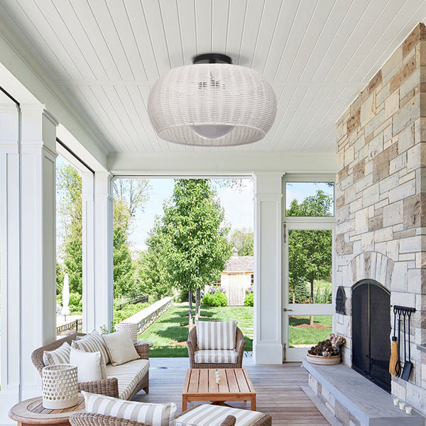 Weatherproof Woven Outdoor Pendant Patio & Porch Rattan Lighting