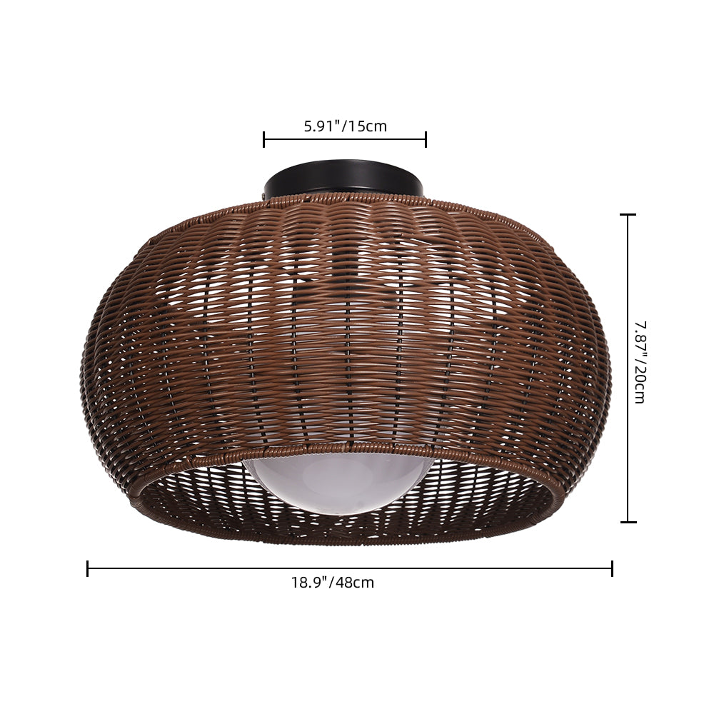 Weatherproof Woven Outdoor Pendant Patio & Porch Rattan Lighting