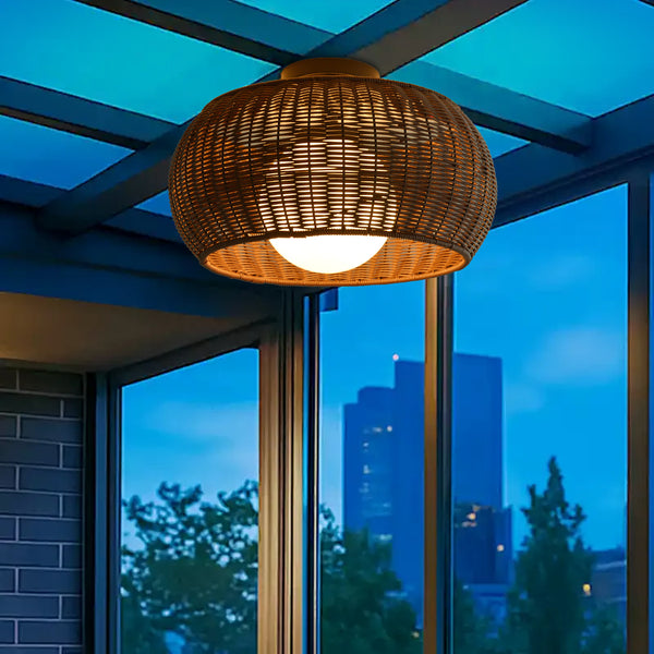 Weatherproof Woven Outdoor Pendant Patio & Porch Rattan Lighting