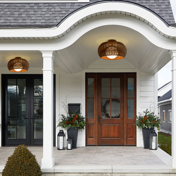 Weatherproof Woven Outdoor Pendant Patio & Porch Rattan Lighting