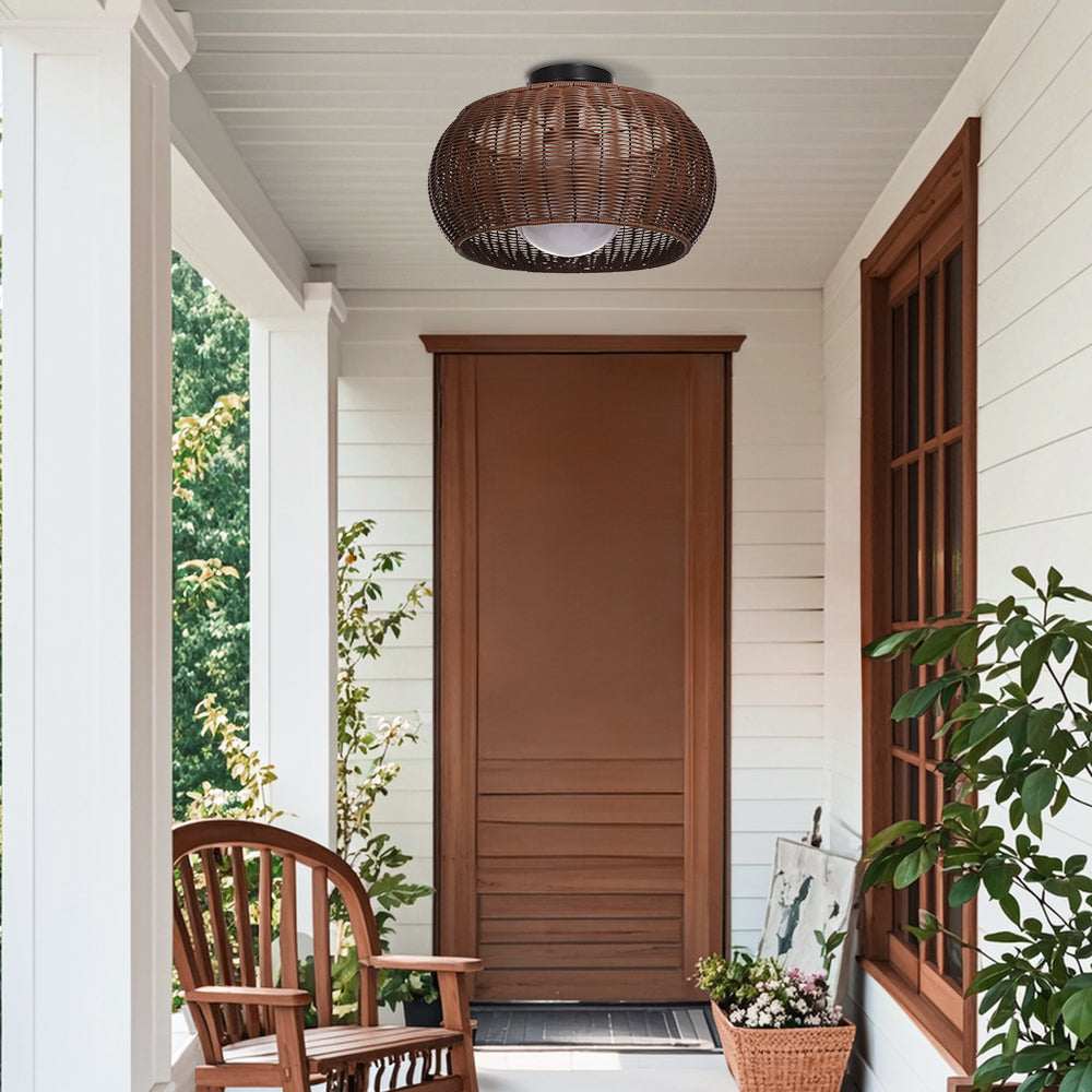 Weatherproof Woven Outdoor Pendant Patio & Porch Rattan Lighting