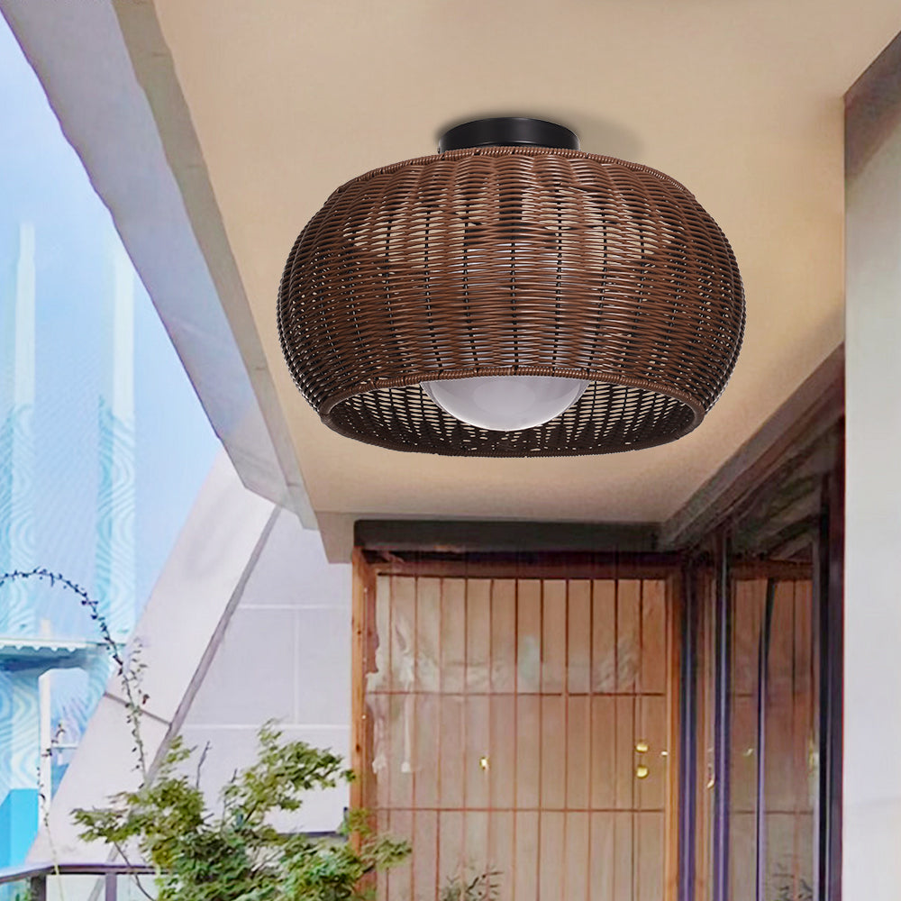Weatherproof Woven Outdoor Pendant Patio & Porch Rattan Lighting