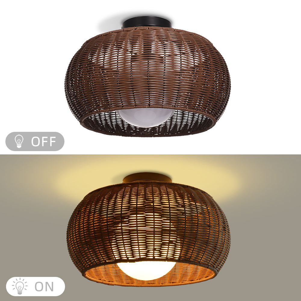Weatherproof Woven Outdoor Pendant Patio & Porch Rattan Lighting