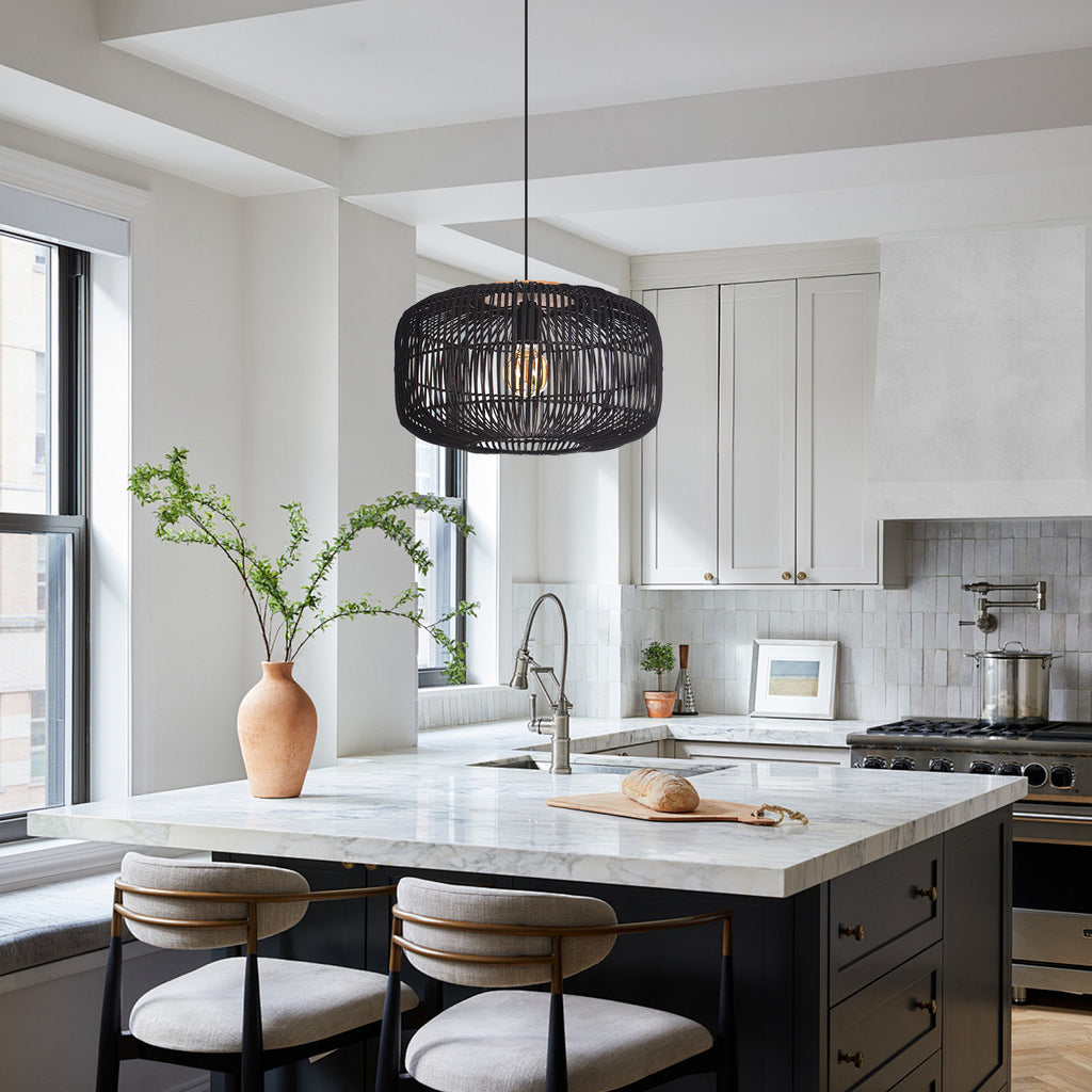 Wabi-Sabi Rattan Chandelier Retro Japanese Hand-Woven Pendant Light